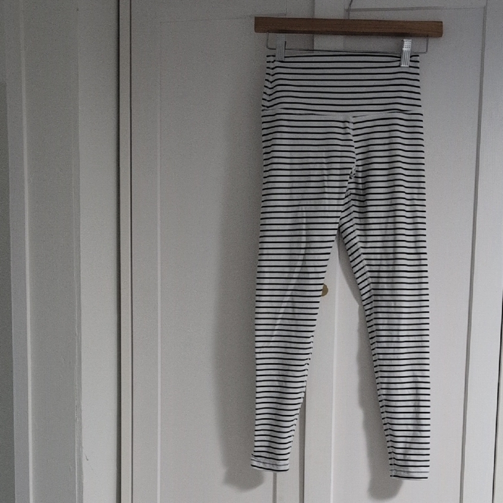 Glyder Black and White Striped Leggings